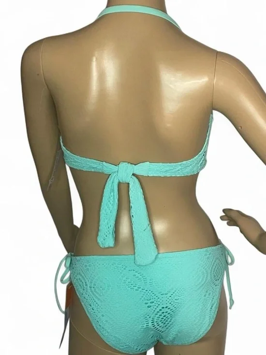 Textured Mint Bandeau Bikini Set with Removable Halter - Women Swim - Picture 3 of 6